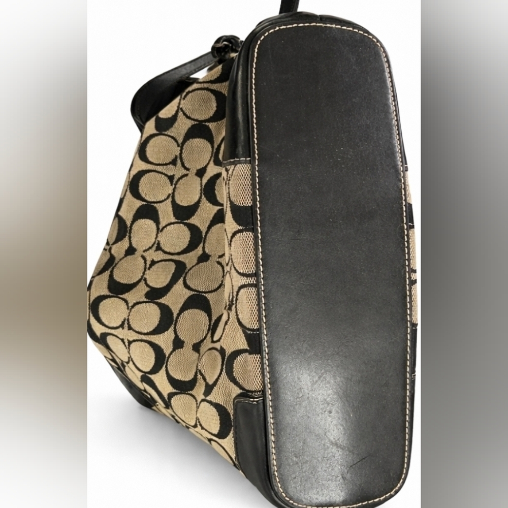Coach Signature Canvas Shoulder Bag in Khaki/Black - Picture 8 of 9